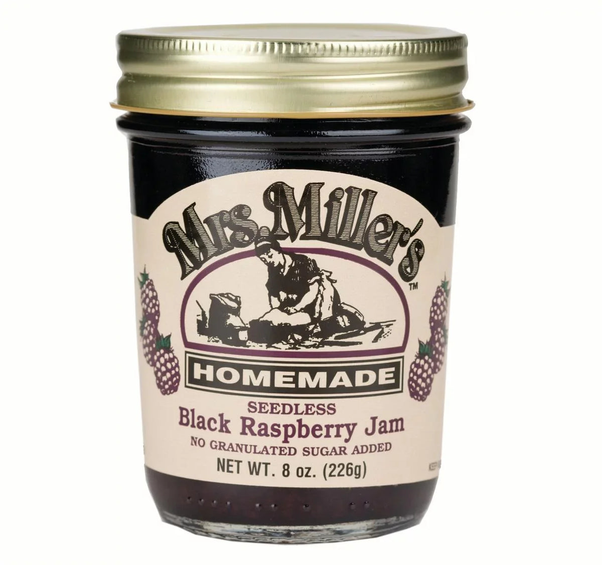 Seedless 2-Pack Black No oz. Mrs. Jars 8 Miller's Sugar Homemade Jam, Raspberry