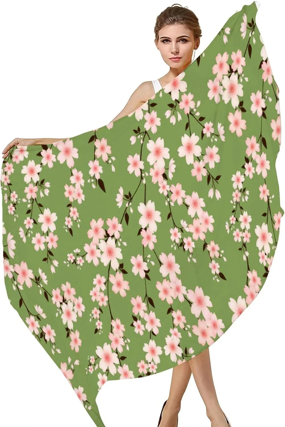 Blossom Scarves Long Branches Silk Neck Women Cherry Hyjoy Girls Scarf Lightweight Shawl Wrap for