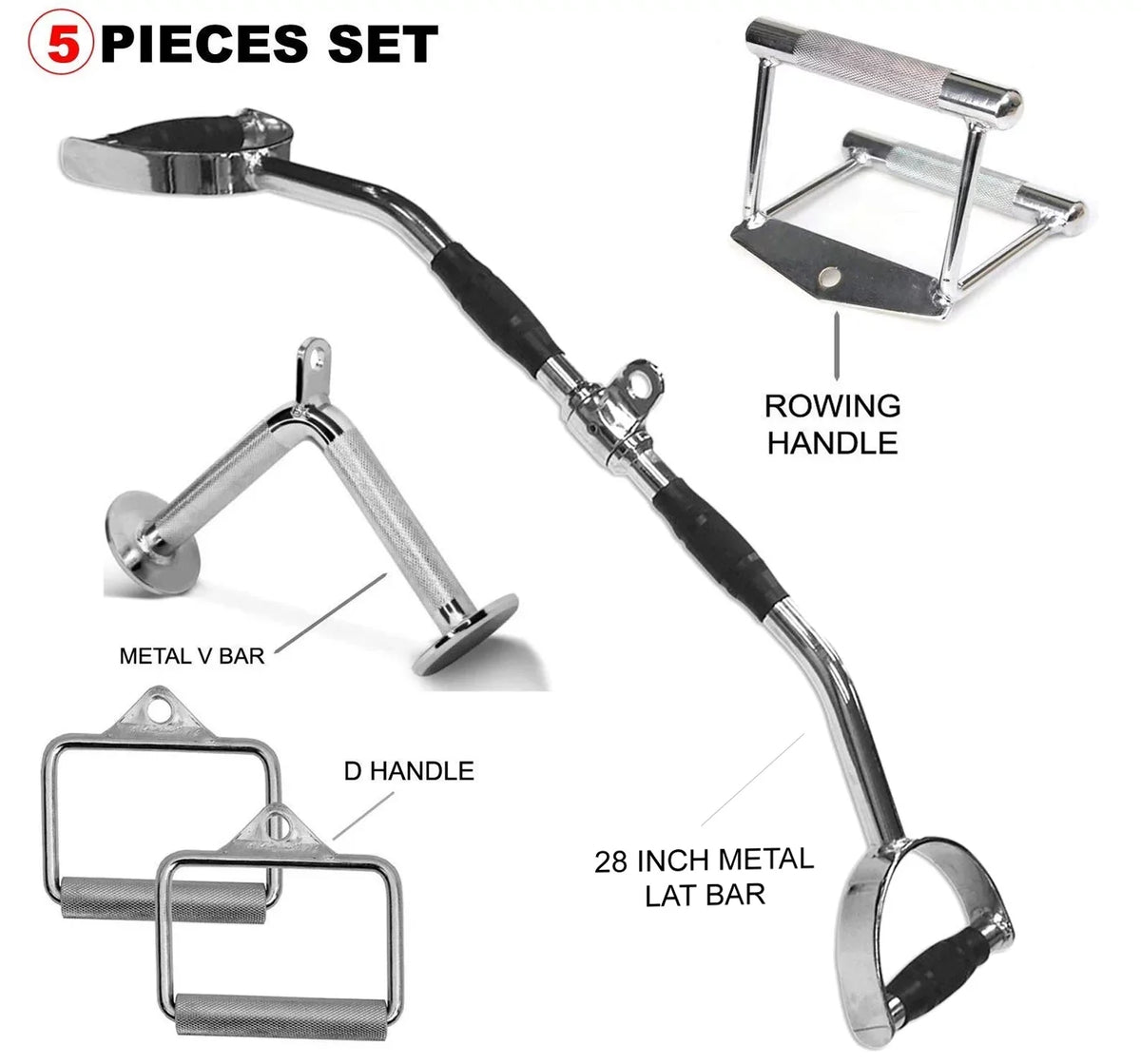 triceps Maniac exercise gym Fitness 5-Piece cable handle pull bar tricep tricept men attachments accessories down for machine attachment workout pushdown home