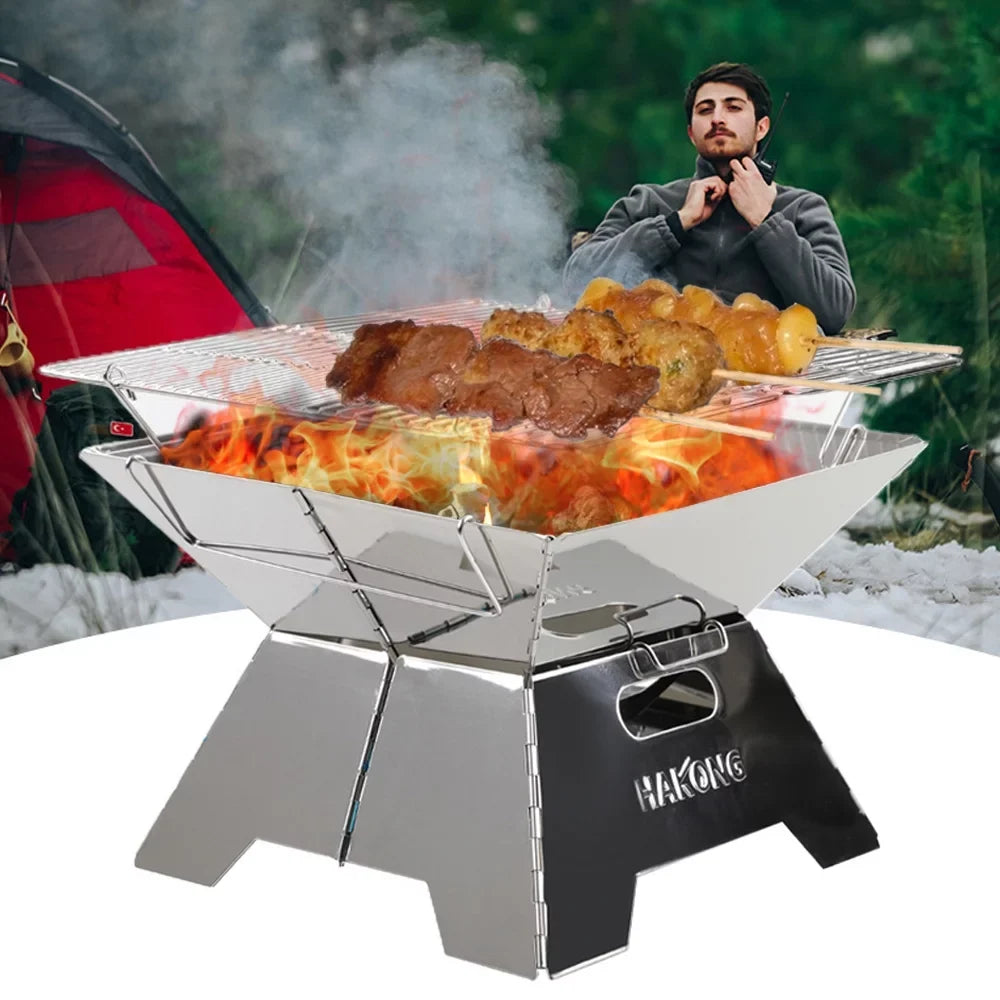 Grill Portable Barbecue and HAKONG BBQ Foldable Traveling Picnic Design for Steel Stainless Perfect