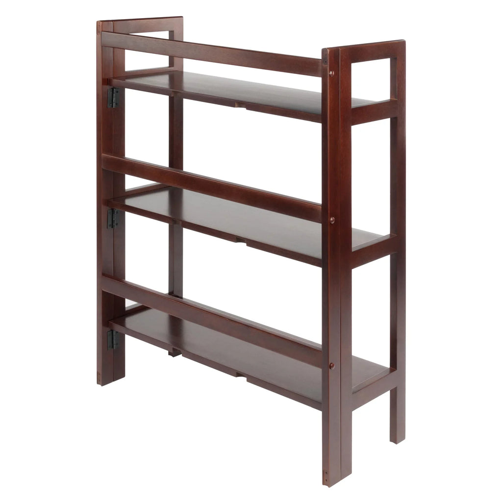 Terry Walnut Foldable Finish 3-Tier Wood Stackable, Shelf, Winsome