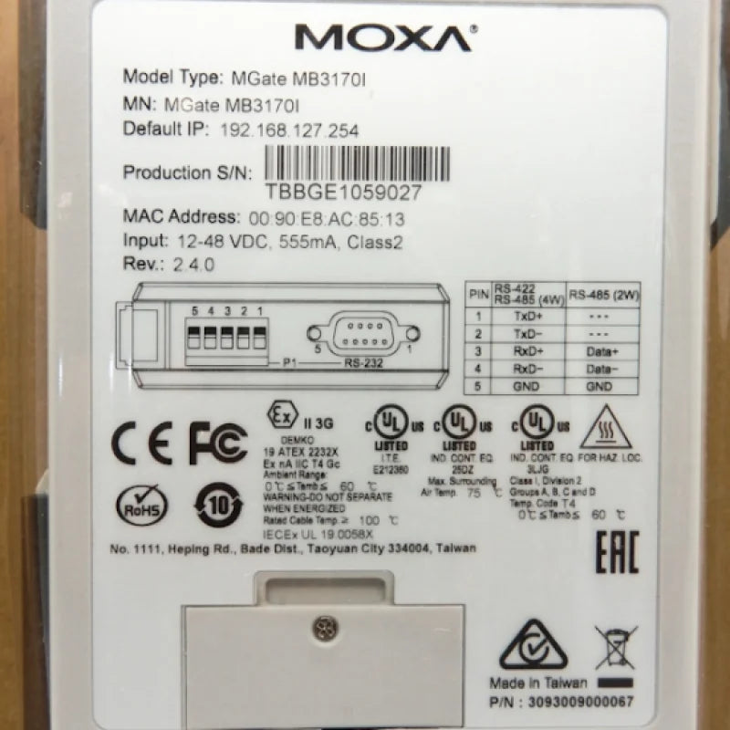 Advanced Moxa 2-Port Gateways Modbus MB3170I MGATE Serial-to-Ethernet