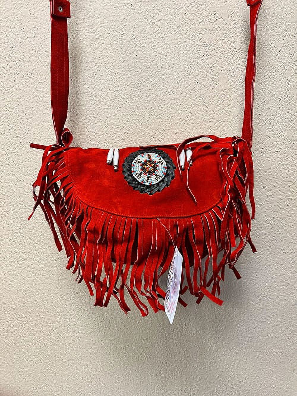 Cowhide Suede Beads,Bones Motorcycle Western Fringe Ladies & Duty Handbag Style With Fashion Heavy Red Leather