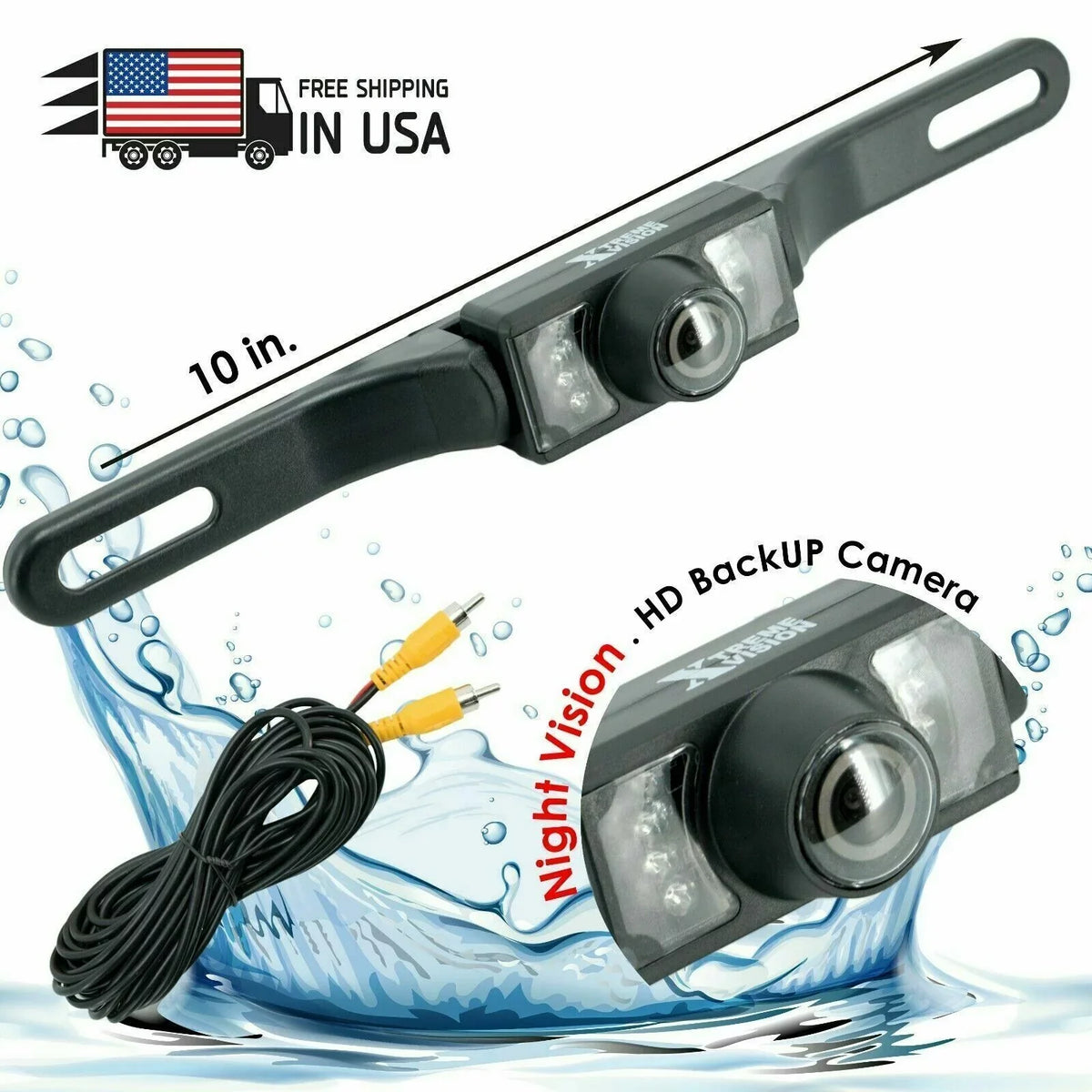 License View Waterproof HD Rear Angle Backup Vision Camera Wide Bundle Plate 8x Night