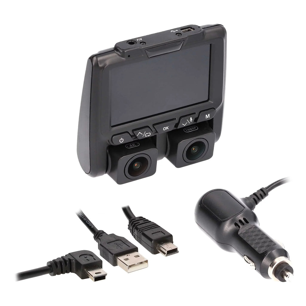 w/ Built-in Screen Camera Dual-View TE-DVR-DL4K Dash DVR Viewing 3" iBeam & 4K
