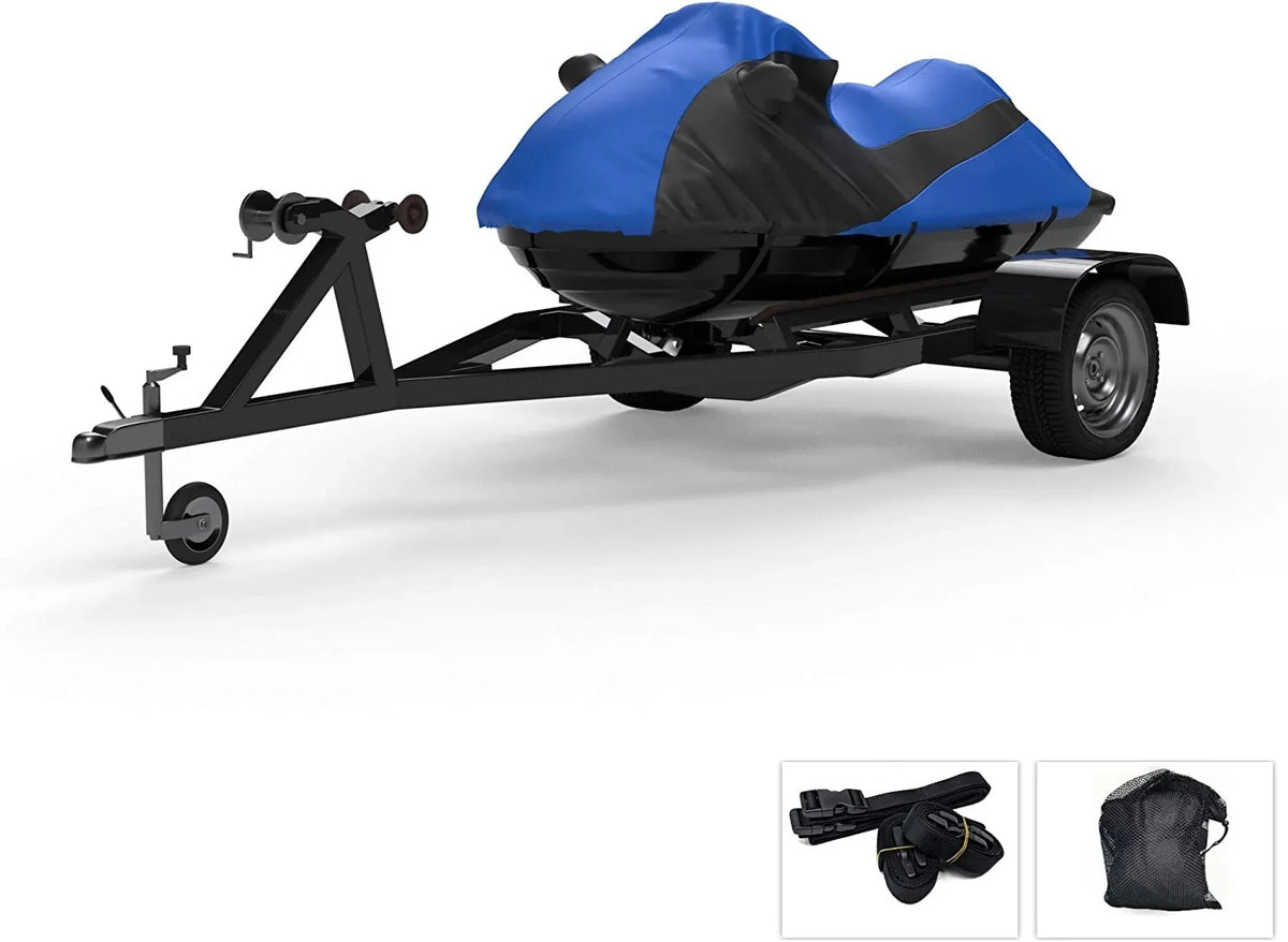 STS Weather Fit Color Includes Sun! & Trailerable Kawasaki Jet - Bag Contour Ski Cover Straps Protect - Weatherproof Blue/Black Storage All - Trailer from & for 2001-2002 Custom Rain 900 -