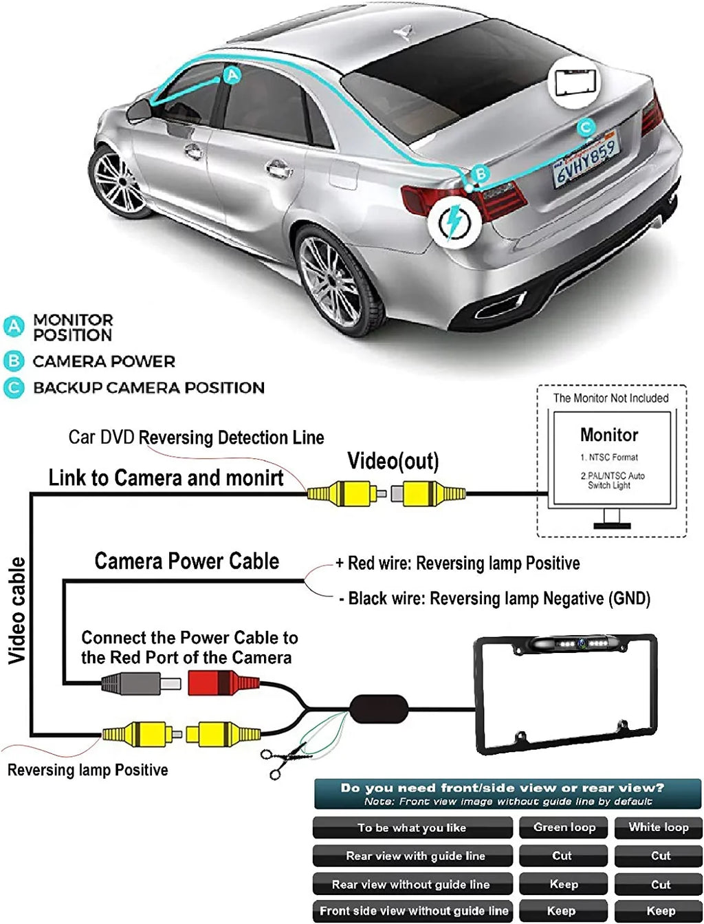 ILX-F511 Backup for Plate Frame Black Camera Rearview License ALPINE ILXF511
