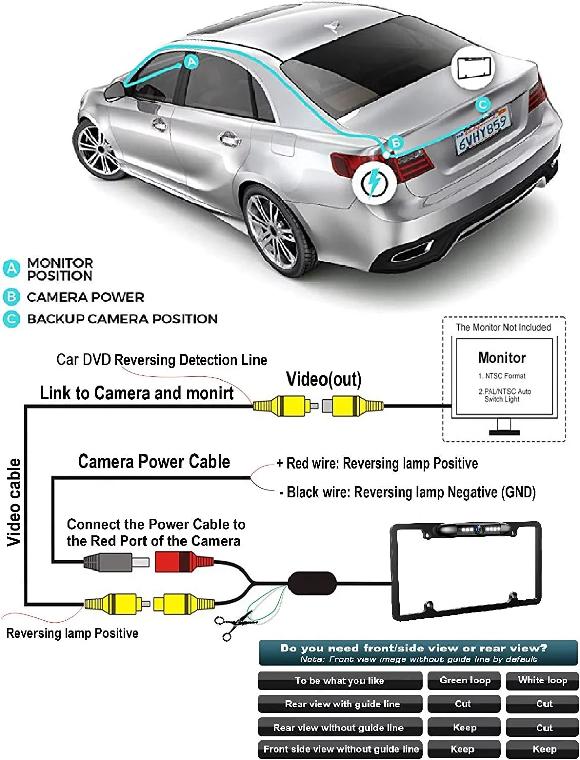 ILX-F511 Backup for Plate Frame Black Camera Rearview License ALPINE ILXF511