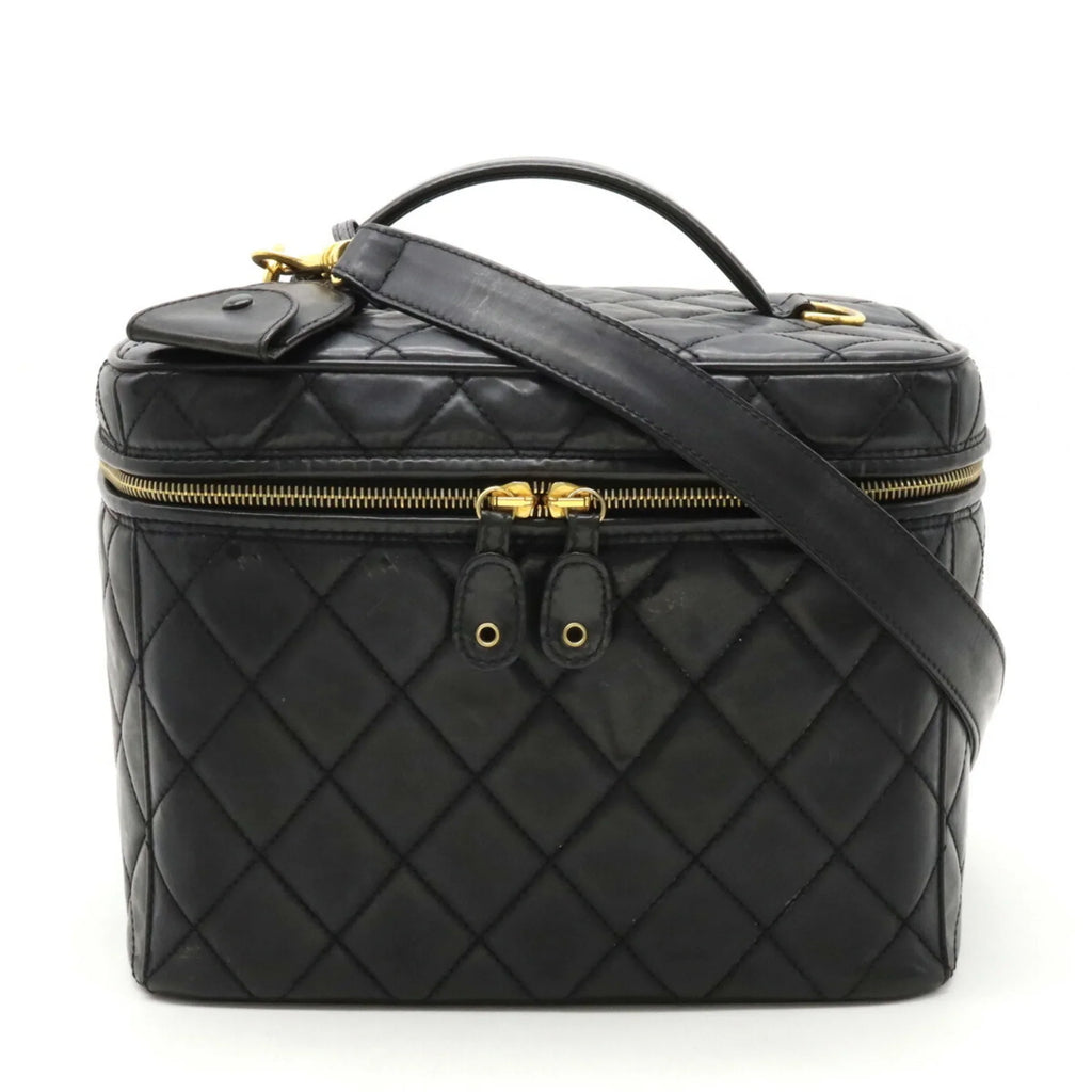 Leather Coco CHANEL Black (Fair) Handbag Shoulder Vanity Pre-Owned Mark Chanel Matelasse Bag