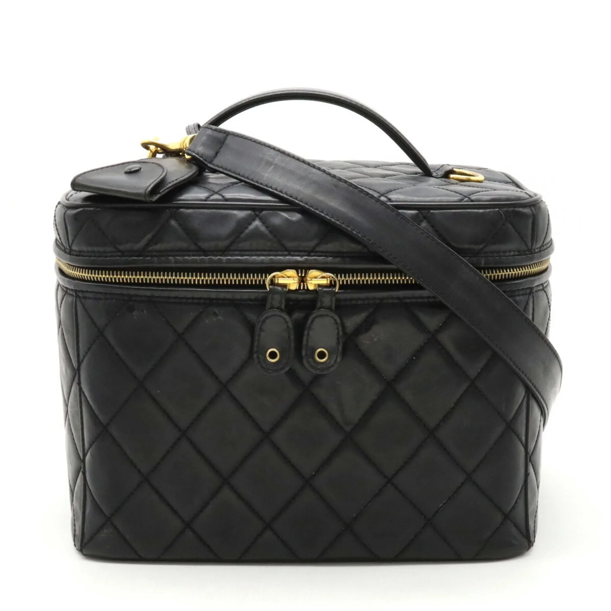 Leather Coco CHANEL Black (Fair) Handbag Shoulder Vanity Pre-Owned Mark Chanel Matelasse Bag