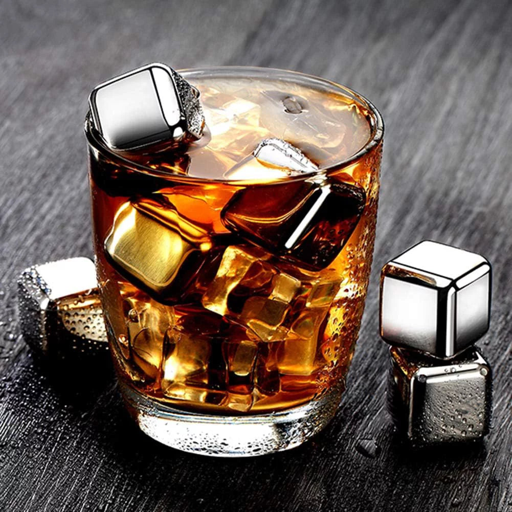 Rocks for Ice Ice Scotch Sphere Beverage Balls Beer Bar Stainless Whiskey Steel Wine Metal Chilling Reusable Drinks(6Pcs) Red Cubes Cubes Stone Ice Vodka