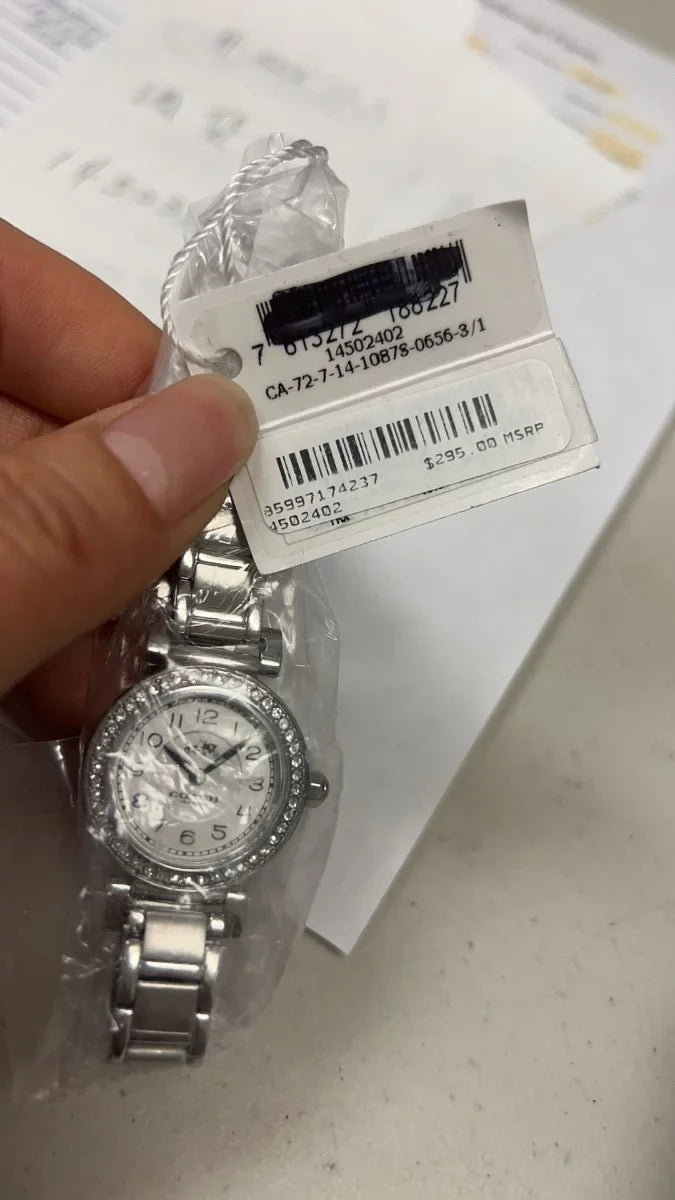 Steel Madison Tone Glitz Stainless Coach Watch 14502402 Crystal Silver