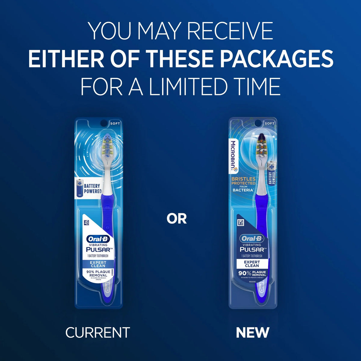 ct, Pack Expert Oral-B w/ Vibrating Toothbrush 1 3 Clean Pulsar Battery Microban,
