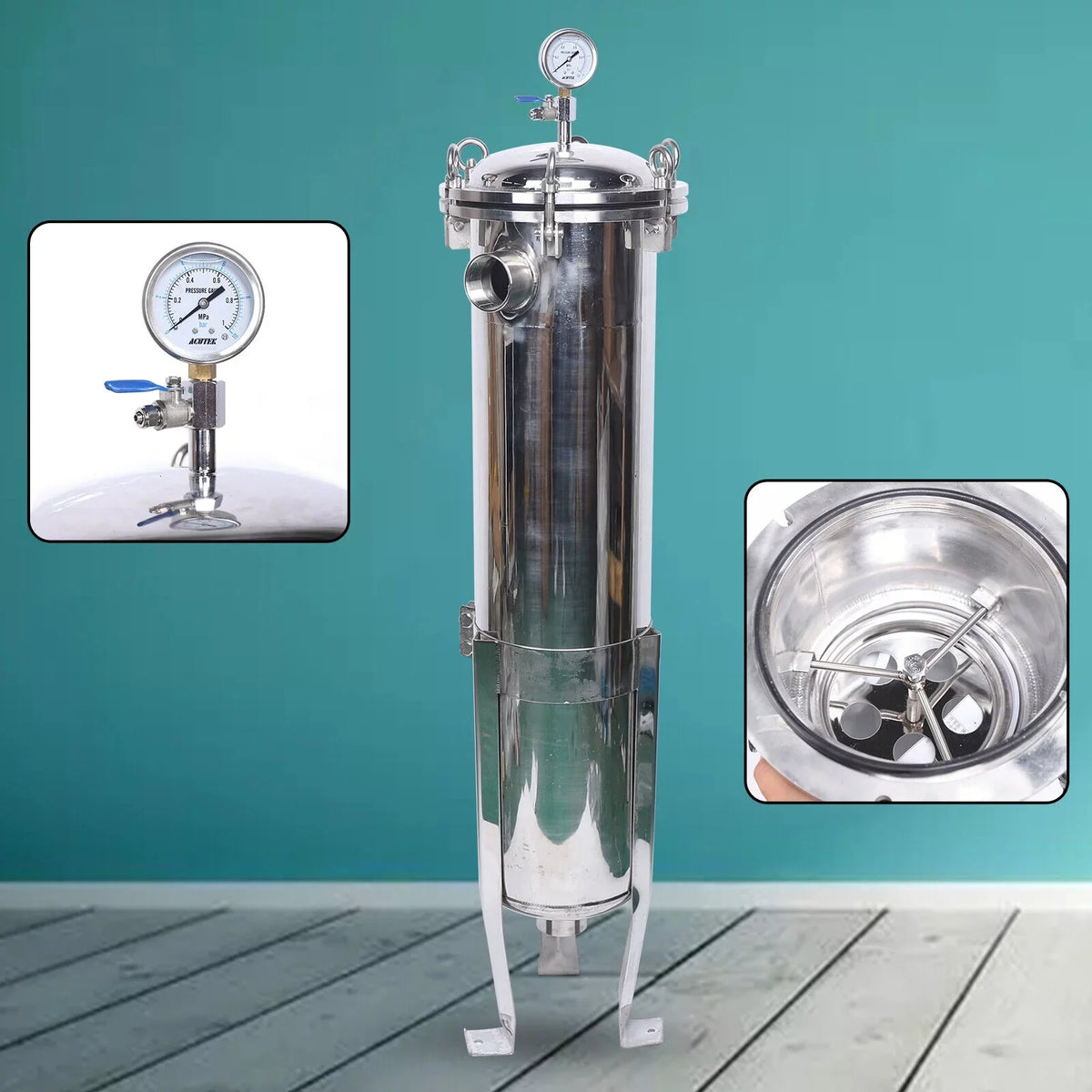 High Steel Pressure Bag 150PSI Stainless In/Out Housing Filter NPT 2in