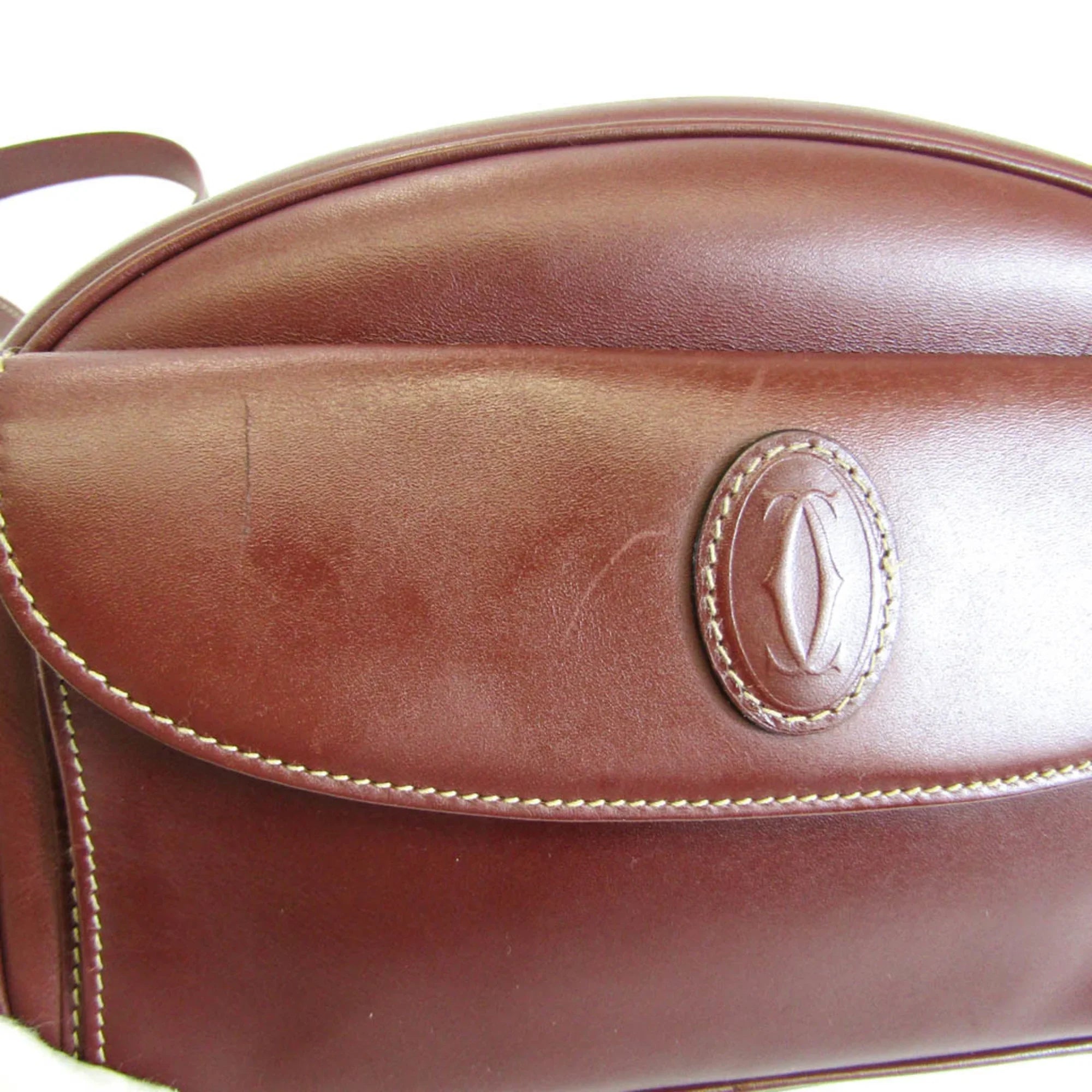Bordeaux Cartier (Good) Must Leather Bag Women's Pre-Owned Shoulder