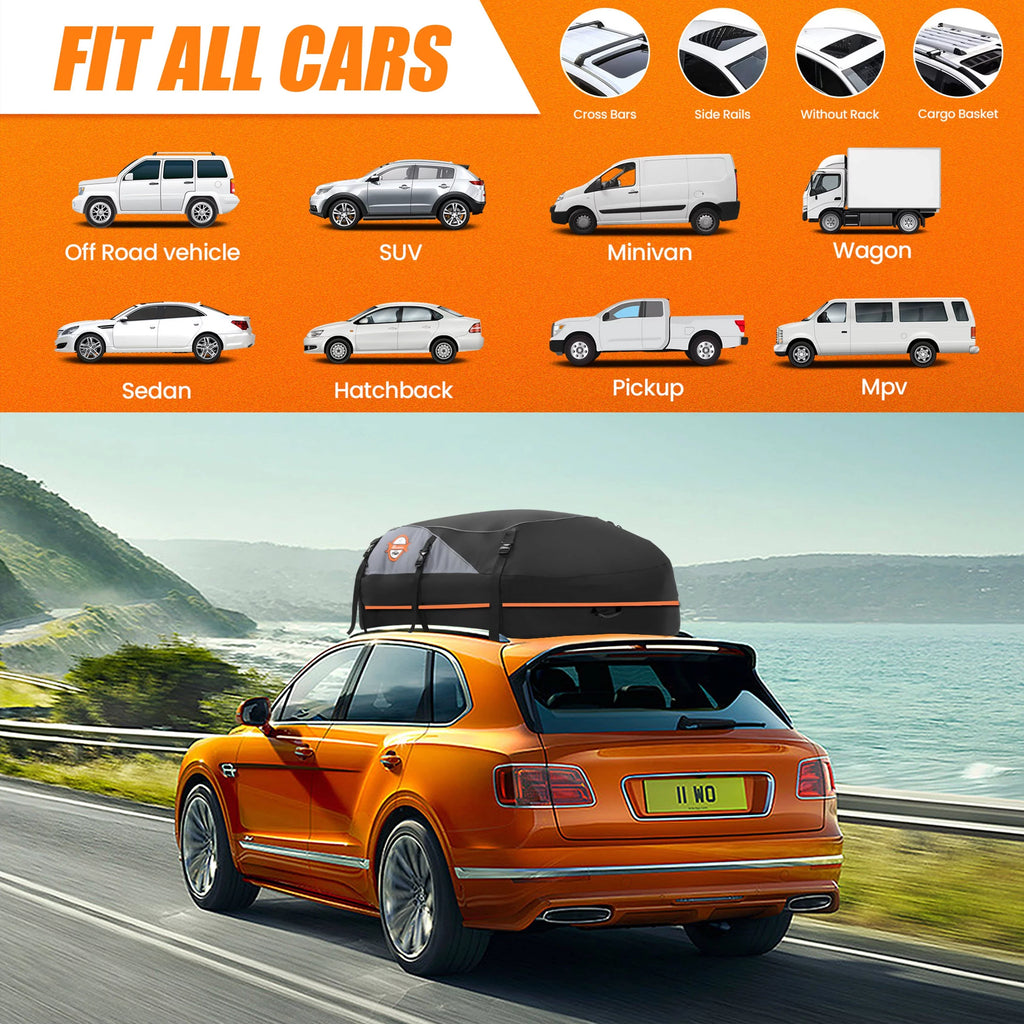 ft Car Adnoom Bag Cargo Car 100% Carrier, Car Bag Luggage Rooftop Bag, 16 Cu Black, Soft Sided Orange Roof Carrier Waterproof Top Storage