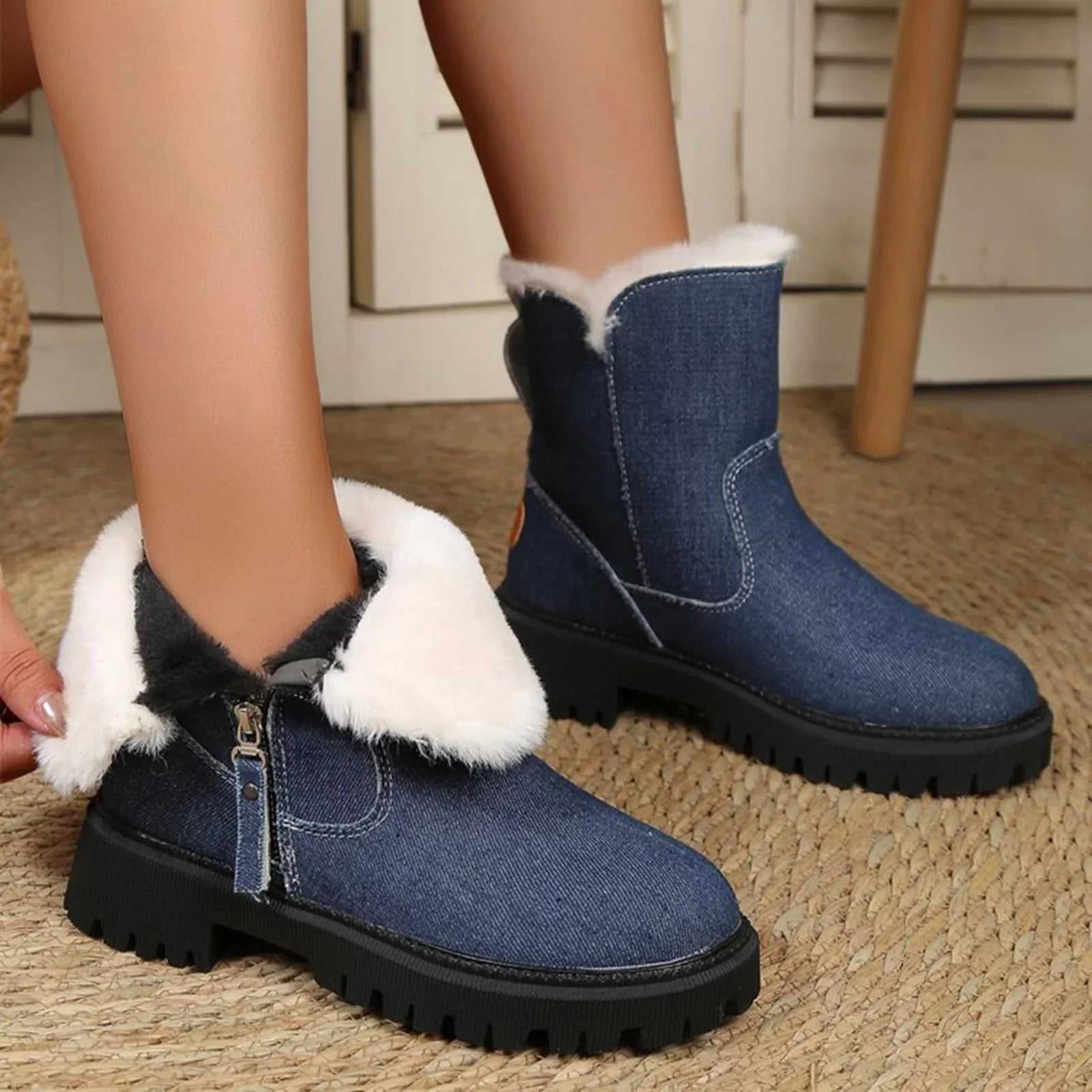 Leather And Winter Integrated New Mid And Winter Snow Boots Cotton Length Insulation Thick Women In for Shoes Boots Winter Ankle Snow For Booties Shoes Women Plush