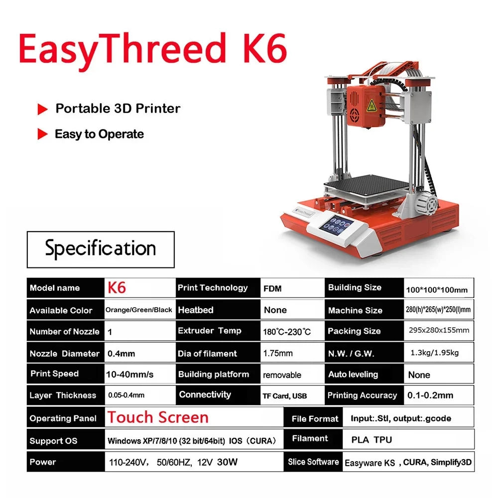 Tf 2.4'' Printer Print 100x100x100mm/4x4x4inches With 3D 3d Printer printer,Print Printer 2.4'' Size Removable 2.4'' With With Mizuh 100x100x100mm Size Hine Removable EasyThreed With With Removable