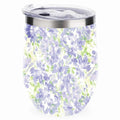 Vacuum Blue U Lid, 12oz Wine Shape Cup Hidove Eggshell 304 Tumbler Layer Stainless Floral with Double Green Pattern Insulated Belly Insulation Cups Big with Cup Cups, Cup Steel