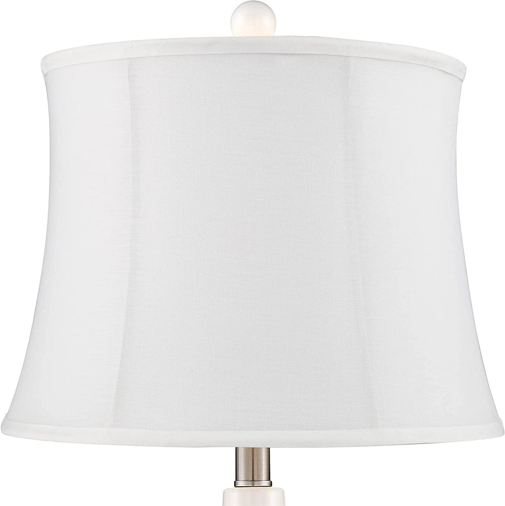 Ceramic Modern Nightstand Lighting for Room Bedroom Double Table Office Tall Gourd Entryw Jane Bedside White Lamps Drum House Shade 25" Home Fabric Living TJUNBOLIFE Softback Tapered