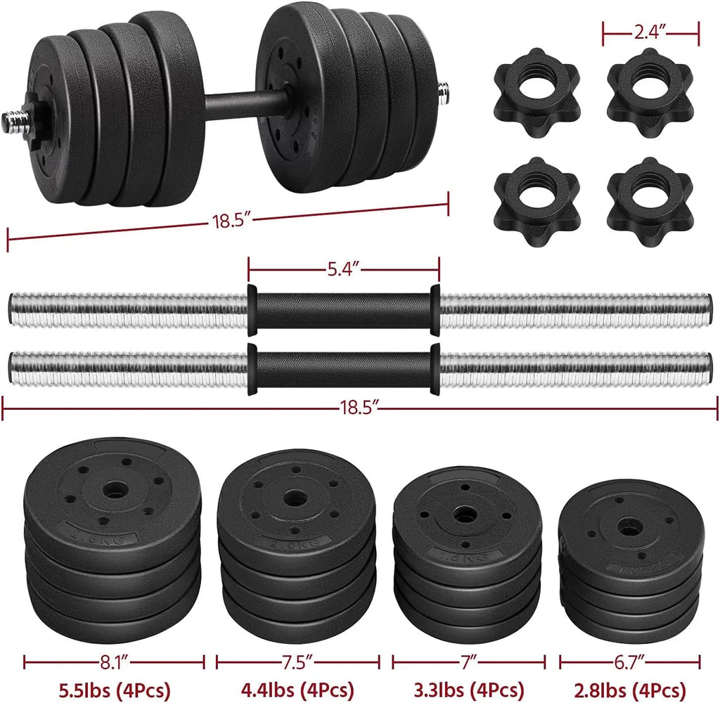 Gym/home Training Cap and Dumbbell Set, Fitness Workout Plates Weight Men Body for Strength 66LB Barbell Women Adjustable
