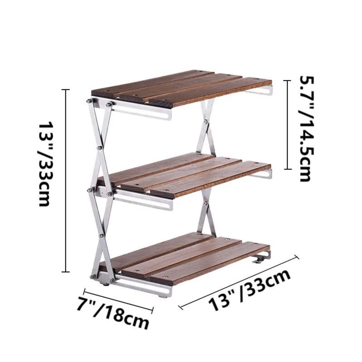 Storage Wood Cipaher Shelf Organizing Folding Camping Desktop Rack Foldable 3-Tier Rack