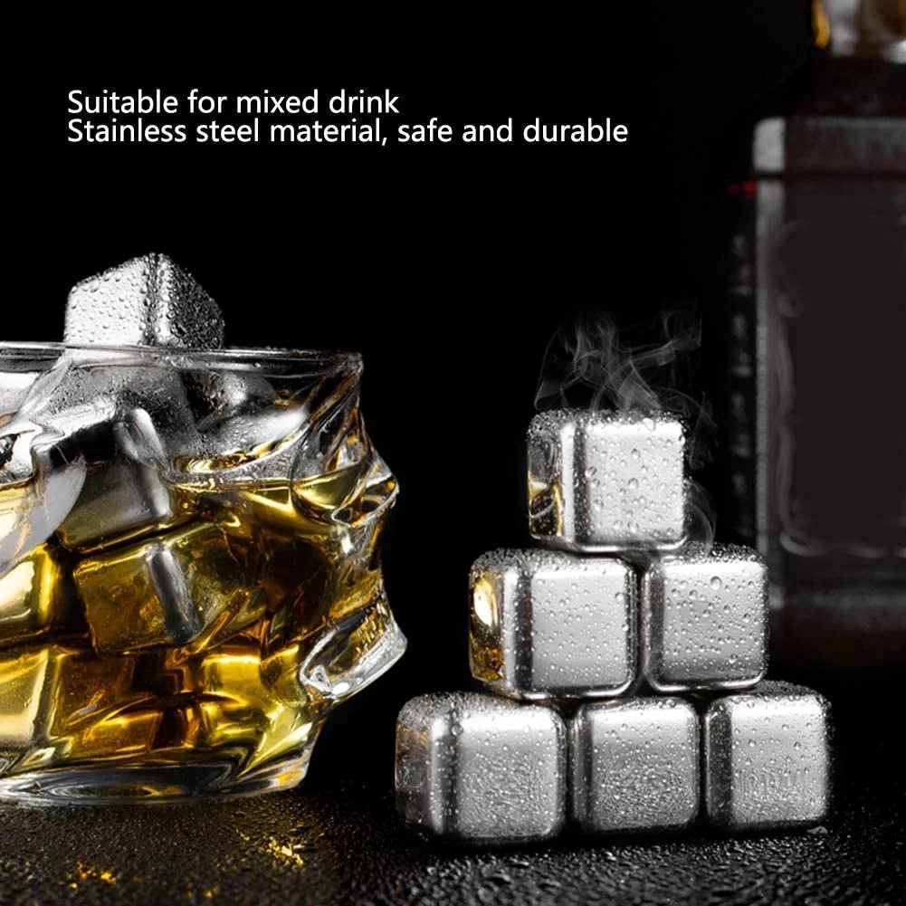 Rocks for Ice Ice Scotch Sphere Beverage Balls Beer Bar Stainless Whiskey Steel Wine Metal Chilling Reusable Drinks(6Pcs) Red Cubes Cubes Stone Ice Vodka
