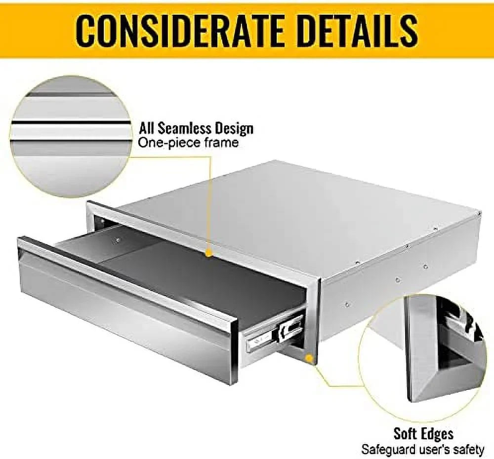 BBQ Island Outdoor Mount Patio 23D Kitchen Triple Grill Access Stainless 6.5H Drawers, Kitchens Flush Drawers Steel Or With For Station,24W Outdoor Drawers BBQ X X Inch Handle,
