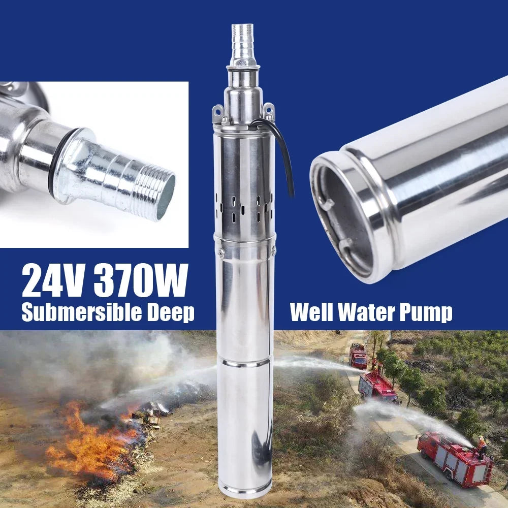 Screw Head 370W Pump Solar for Stainless Irrigation Pond Pump Farm Solar Well Water Deep Pump 24V Submersible