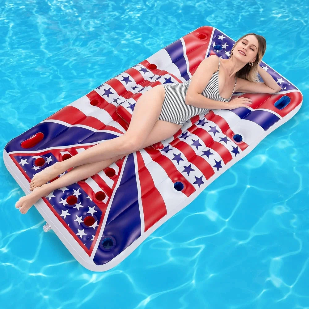 Float Cooler Floating Built-In with Beer Flag Pong American