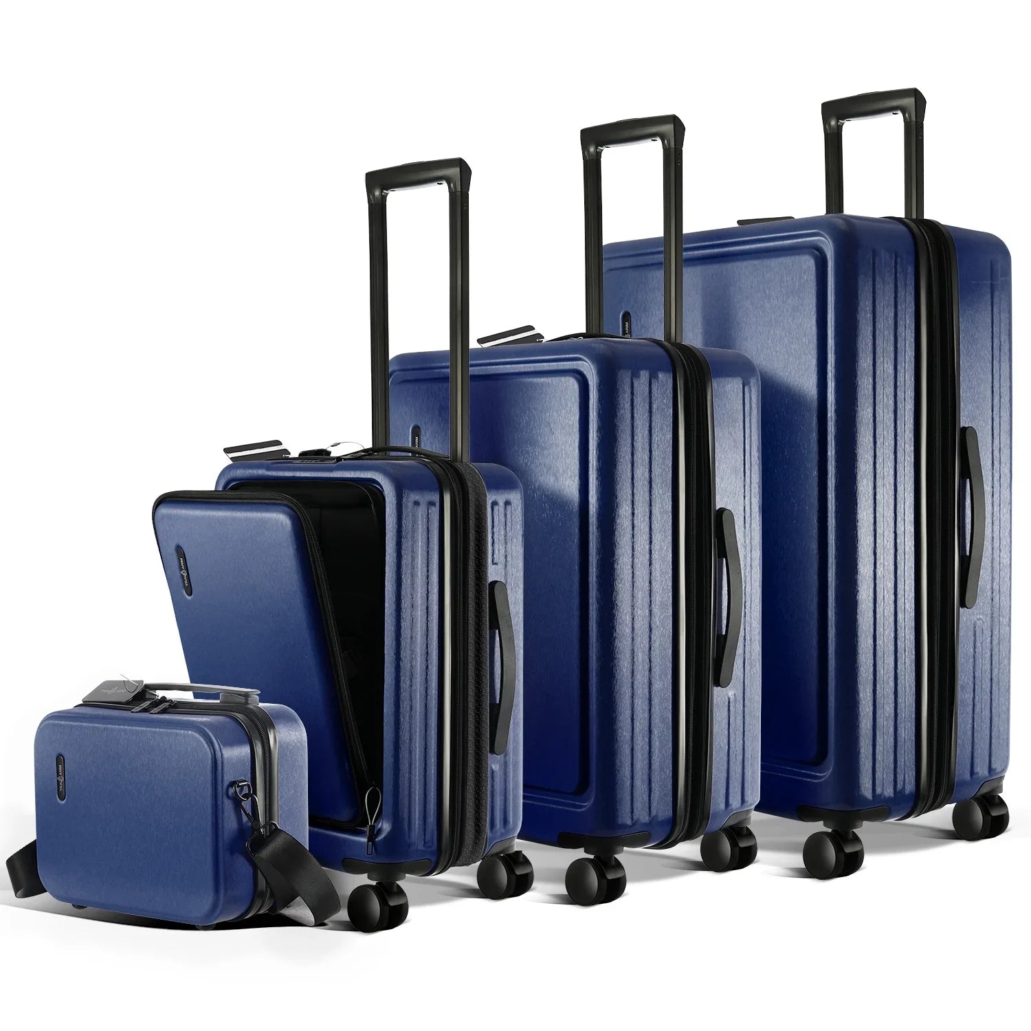 Hardshell Spinner Piece Exapandable Luggage Navy Blue Set, Suitcase 4 Luggage StorageBud Set,