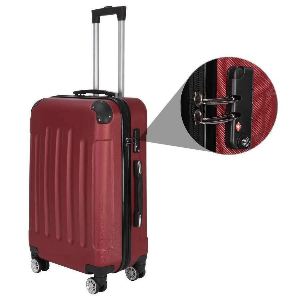 Wine Trolley TSA Lock, Luggage Red, 3-Piece with Set ABS