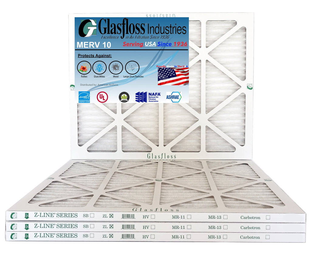 MERV Glasfloss (Actual USA 19.5 in Size: Air 10 - Filter - inch) -Qty:4 x 22.5x7/8 Furnace - Made 20x23x1