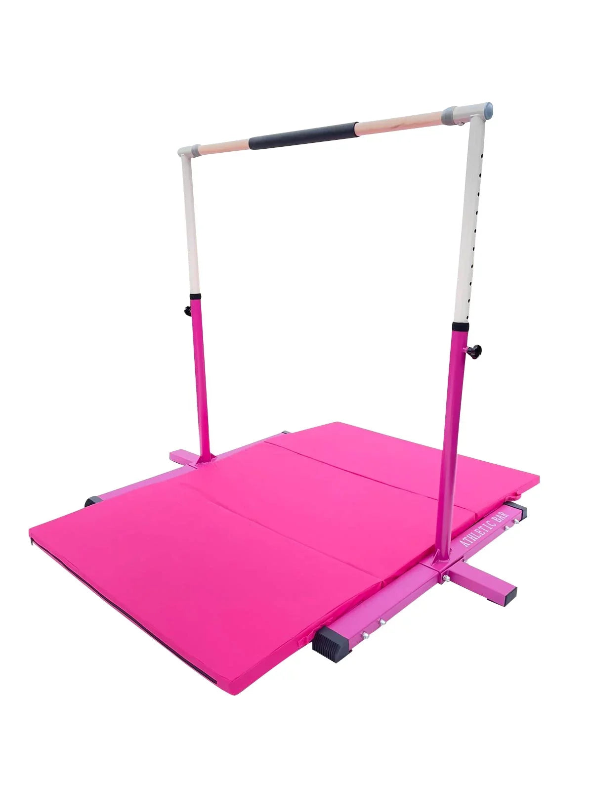 and 3 Bar for Junior Horizontal Bar Mat Bar, Handrail, Cushioned Expandable to FT Athletic Gymnastics Bar 5 6’x4’ Bar Kids Training Gymnastic with Pink Height Adjustable Kip Gymnasts for Gymnastics