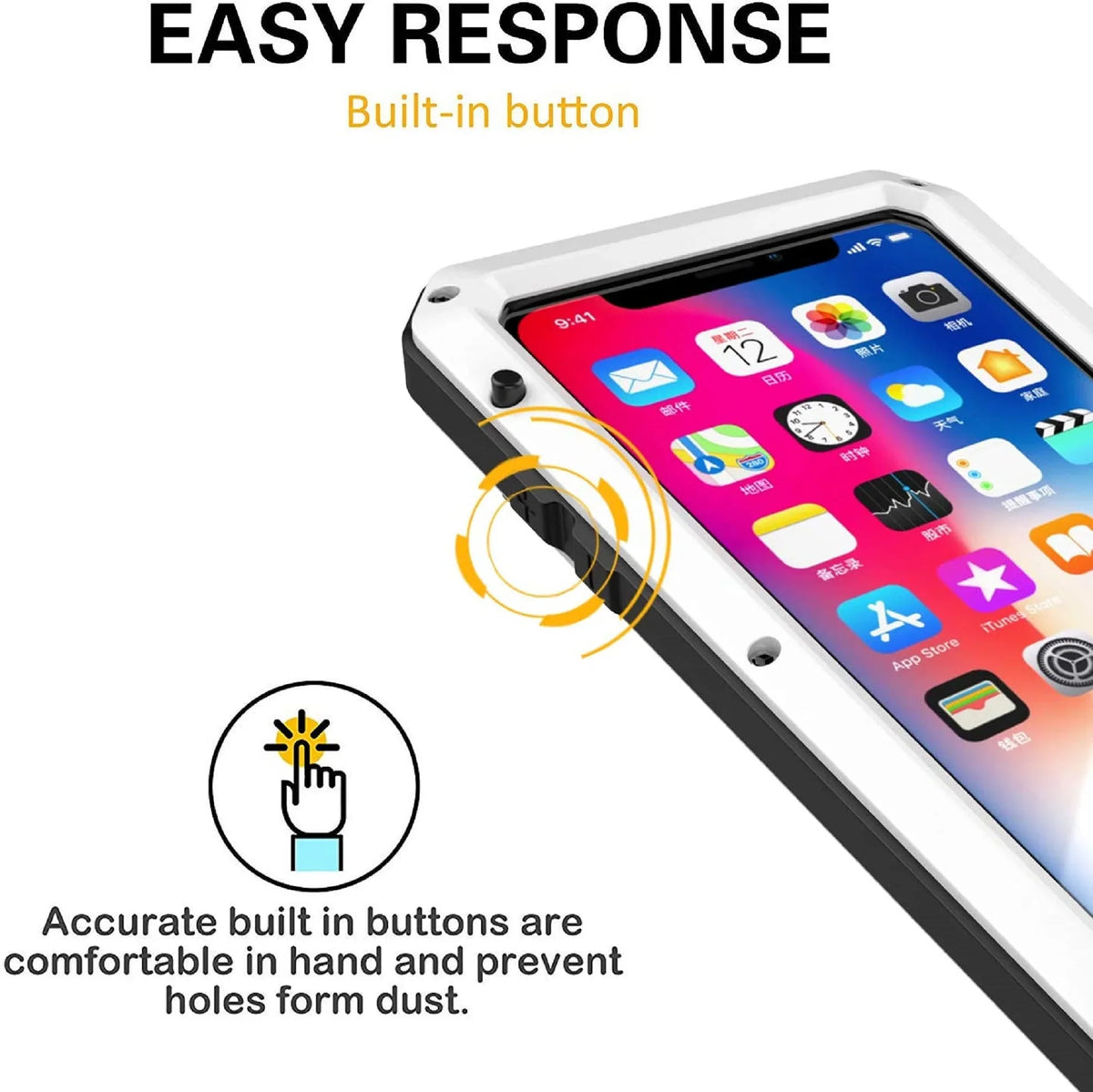 Case iPhone and Rugged Grade Glass Metal Duty Military Travel Aluminum Outdoor 6s Gorilla (White) Scratch Resistant Heavy Shockproof Plus Protection,