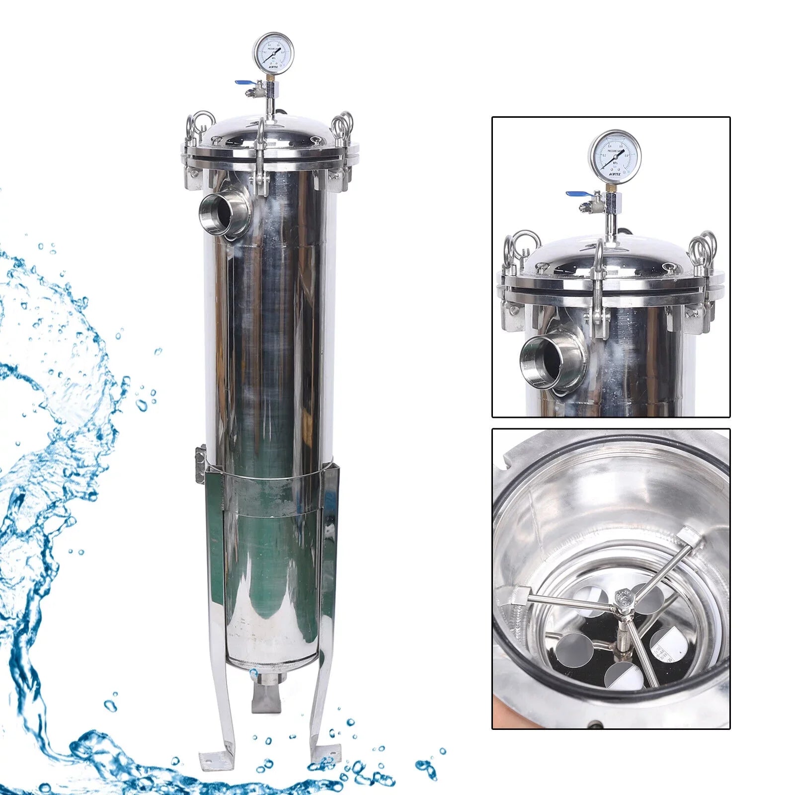 High Steel Pressure Bag 150PSI Stainless In/Out Housing Filter NPT 2in