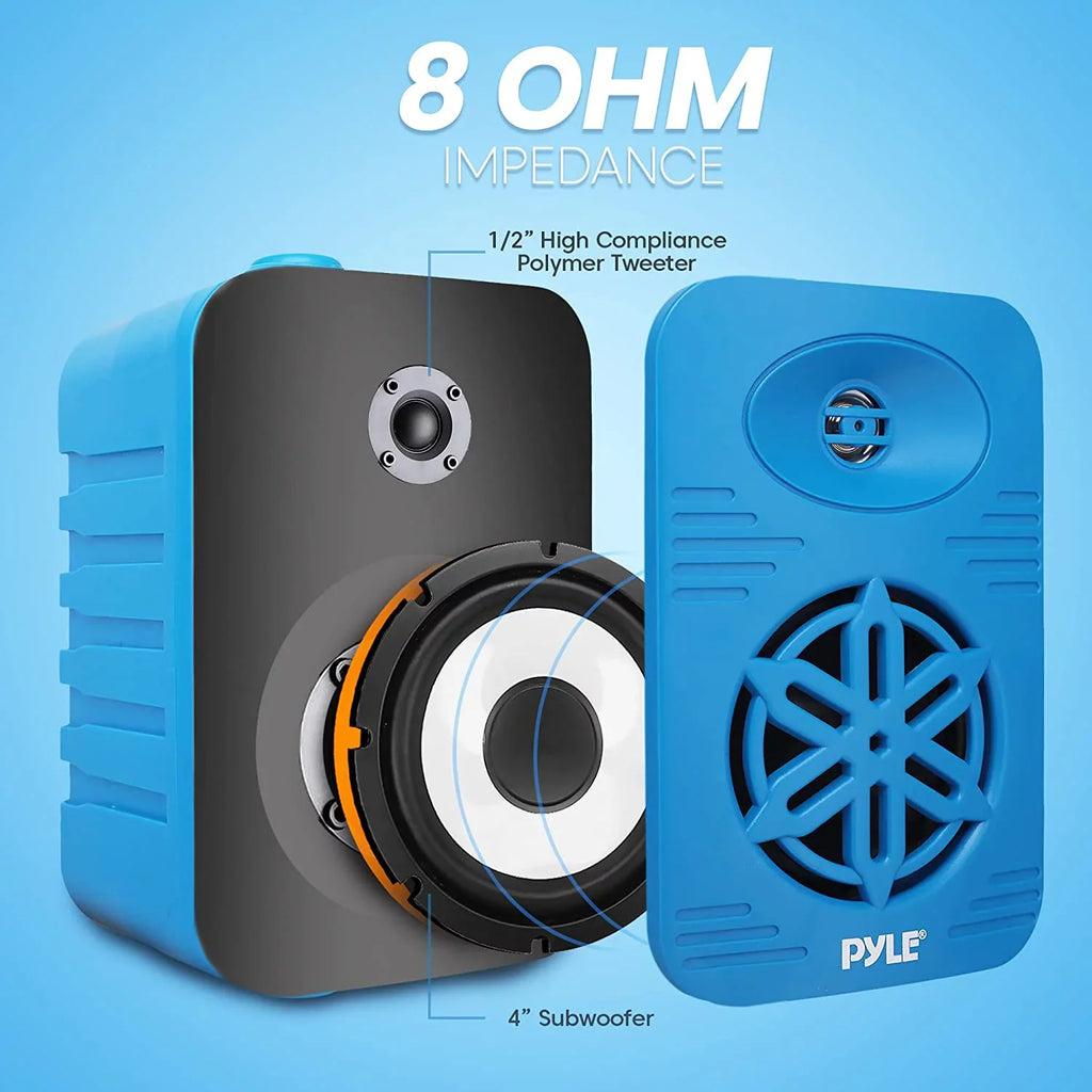 '- Indoor/Outdoor Compliance 1/2” Tweeter System Polymer (Blue) High 4” Speaker 2-Way
