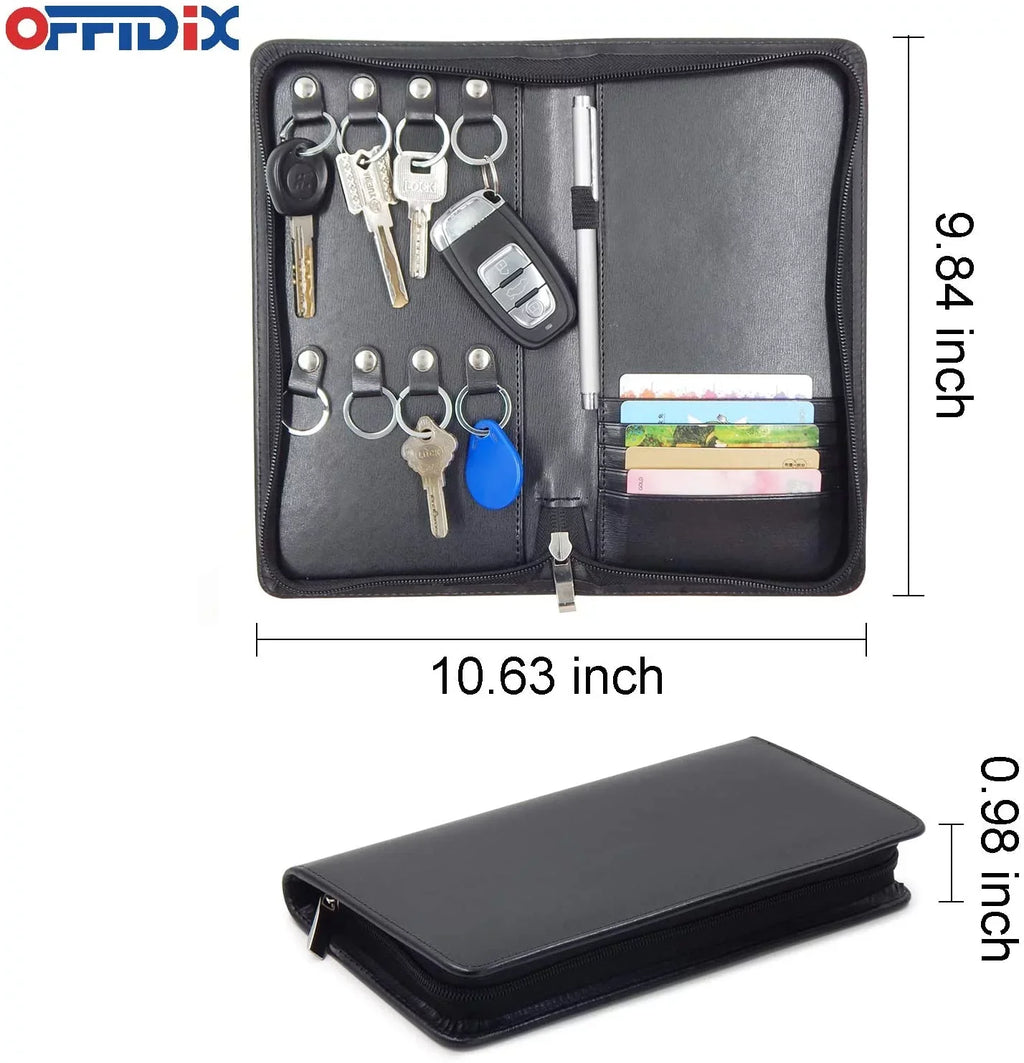 Menus for PU Organizer Estate Case Key Card Leather Car OFFIDIX Service Sales,Hotel Portable Real Holder Cabinet,8-Key Key Hooks Business Zippered Portable Padfolio Executives,
