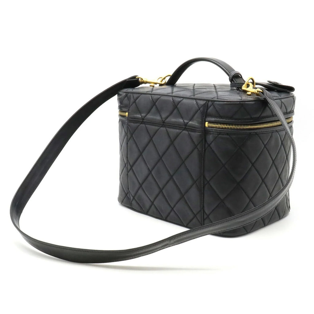 Leather Coco CHANEL Black (Fair) Handbag Shoulder Vanity Pre-Owned Mark Chanel Matelasse Bag