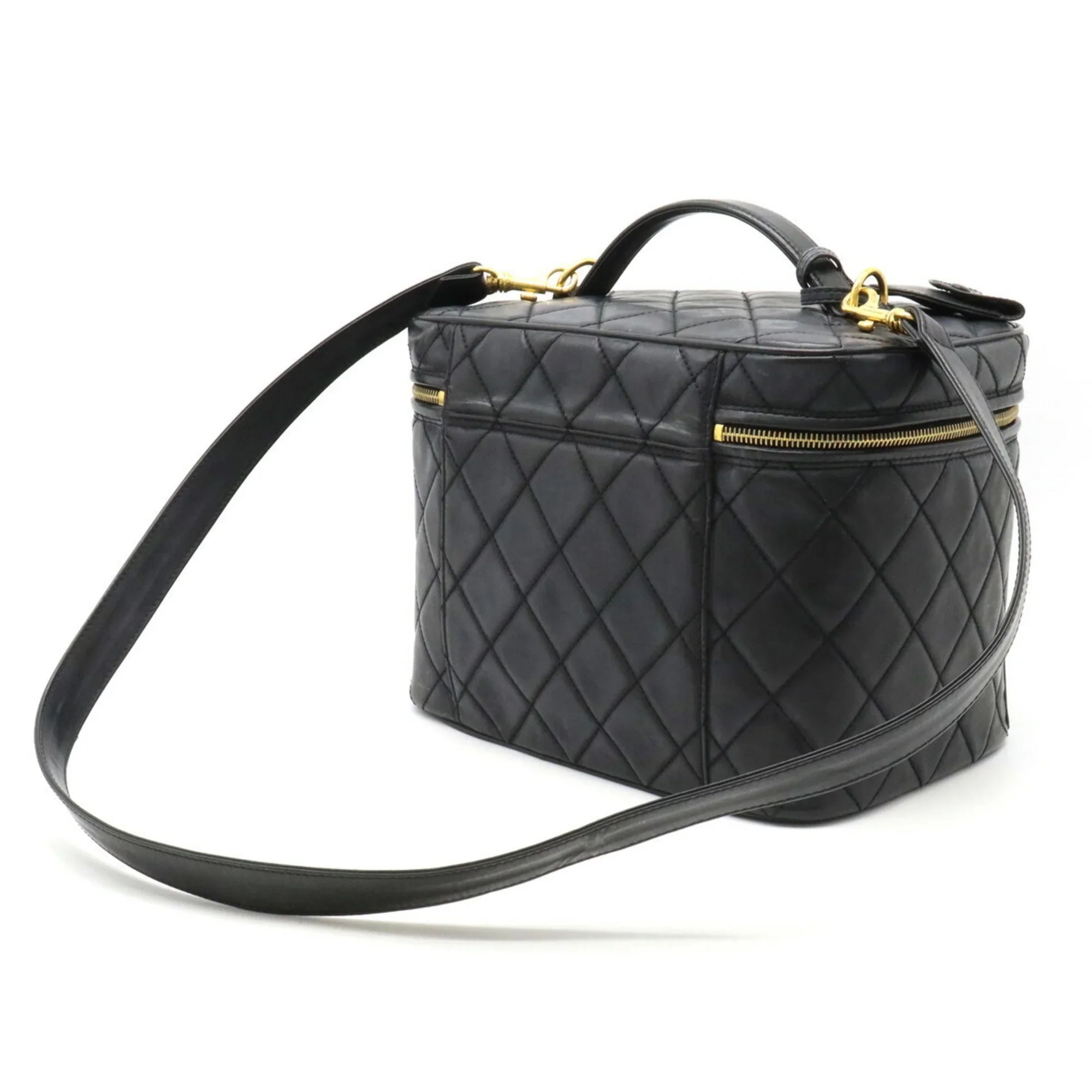 Leather Coco CHANEL Black (Fair) Handbag Shoulder Vanity Pre-Owned Mark Chanel Matelasse Bag