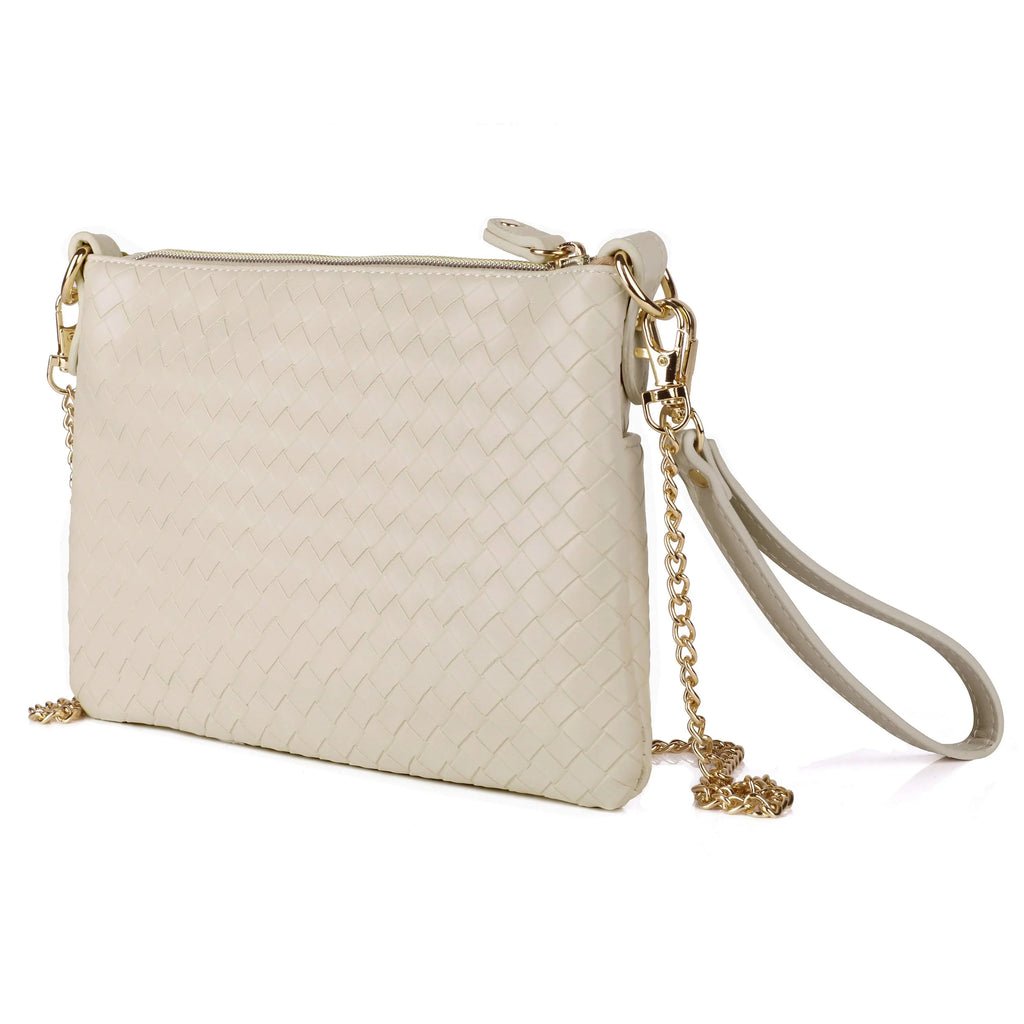 Pepper Vegan Basketweave Women's Buxton Leather, Everywhere Convt Julia Pouch White