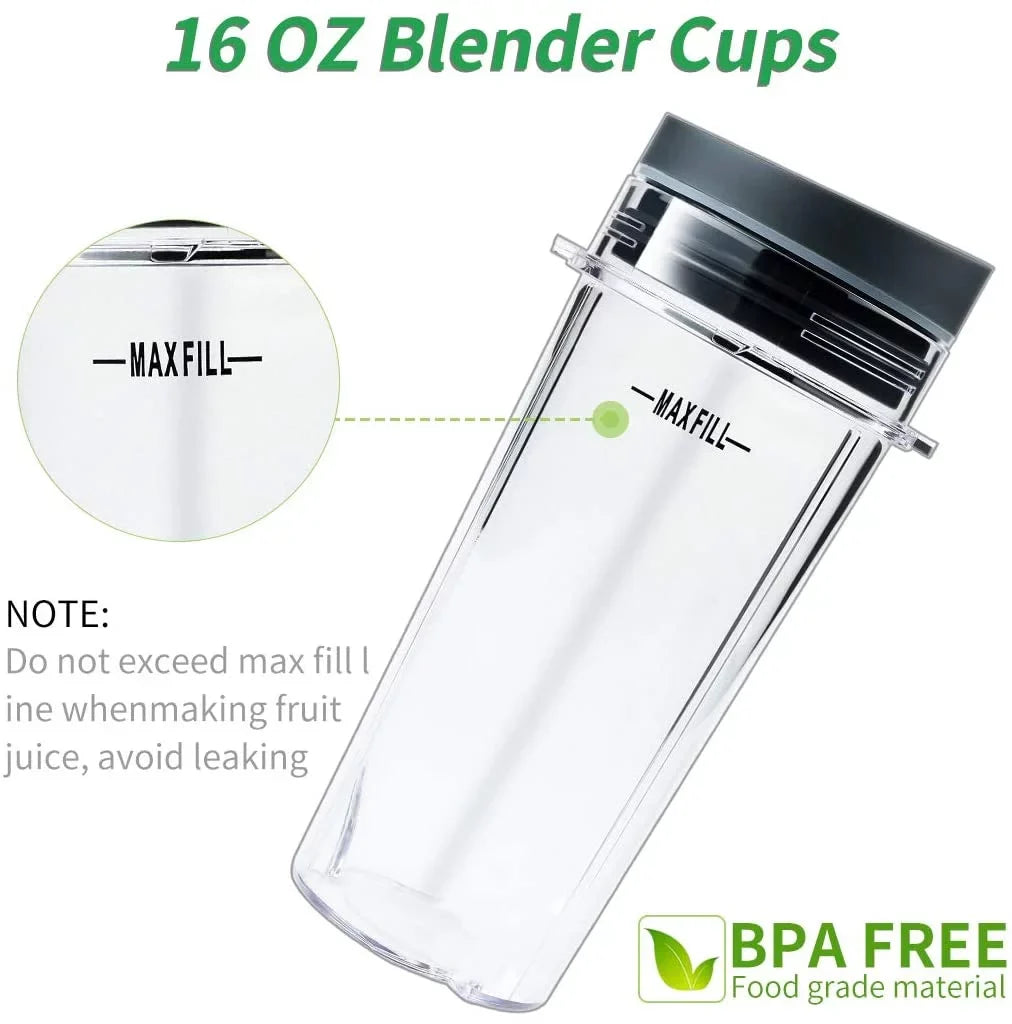 BL770 oz Set Blender 2 Replacement Assembly 6 Fins for Enbizio Ninja BL780 Parts Blade (3.35 for Nutri 16 BL660 Pack Cup inch) and