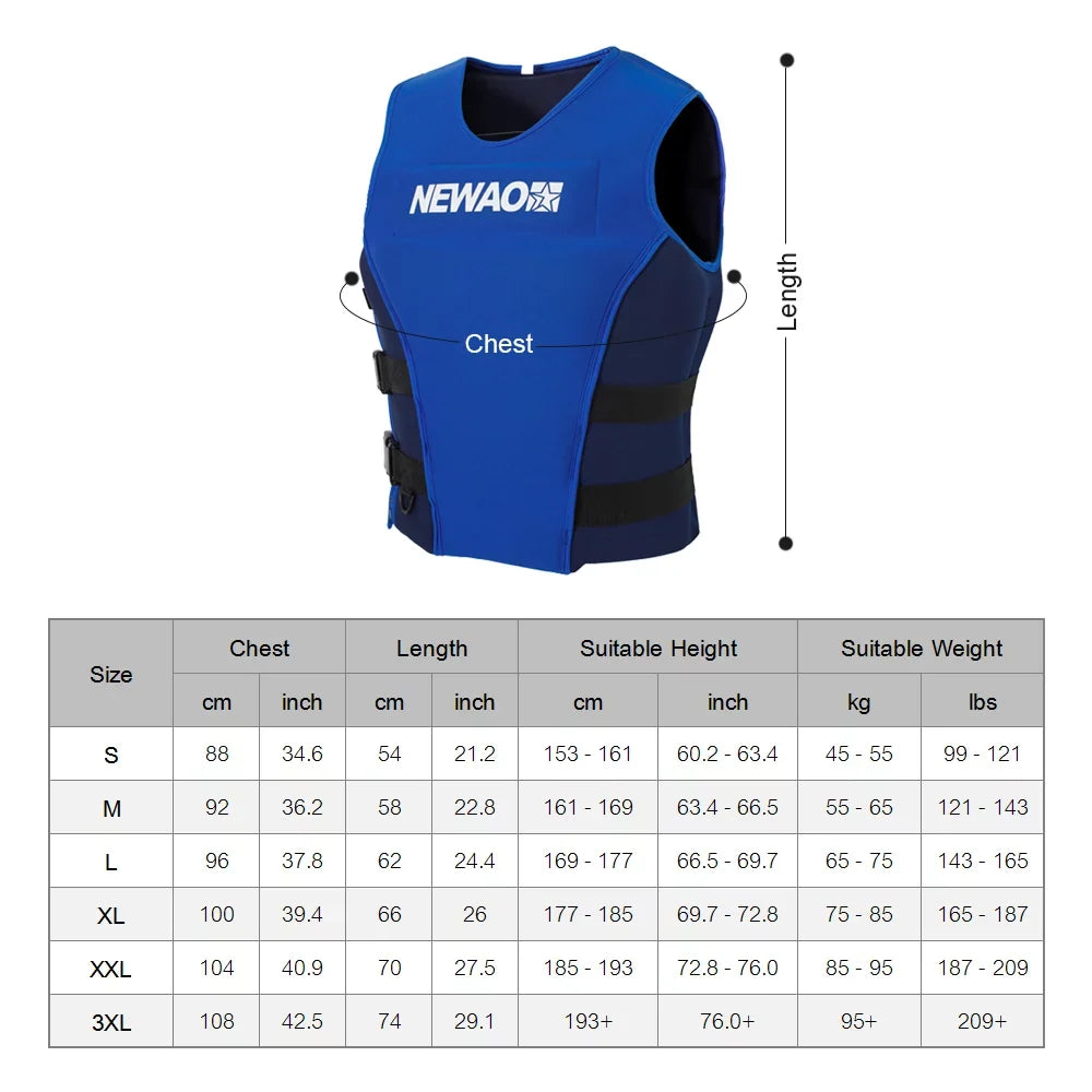 Safety Jacket, Sailing NEWAO for Float Water Skiing Neoprene and Suit
