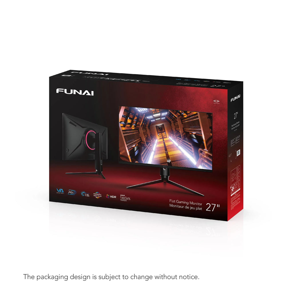1ms, HDR, Enabled 27" Premium FHD Monitor Gaming AMD (FGM-27F445) 240Hz, Funai FreeSync™ VA,
