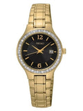 Steel Women's Band Dial SUR768 Watch Black Gold Bracelet Stainless Seiko