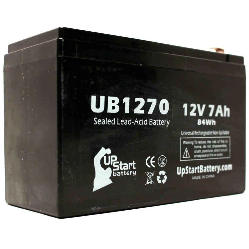 Sealed Battery Includes (12V, 4 Replacement Universal Battery - F1 UB1270 7Ah, SLA) Acid Pack Terminal, 7000mAh, Terminal AGM, F1 PCM35 - Lead Compatible - to F2 Upsonic 2x Adapters