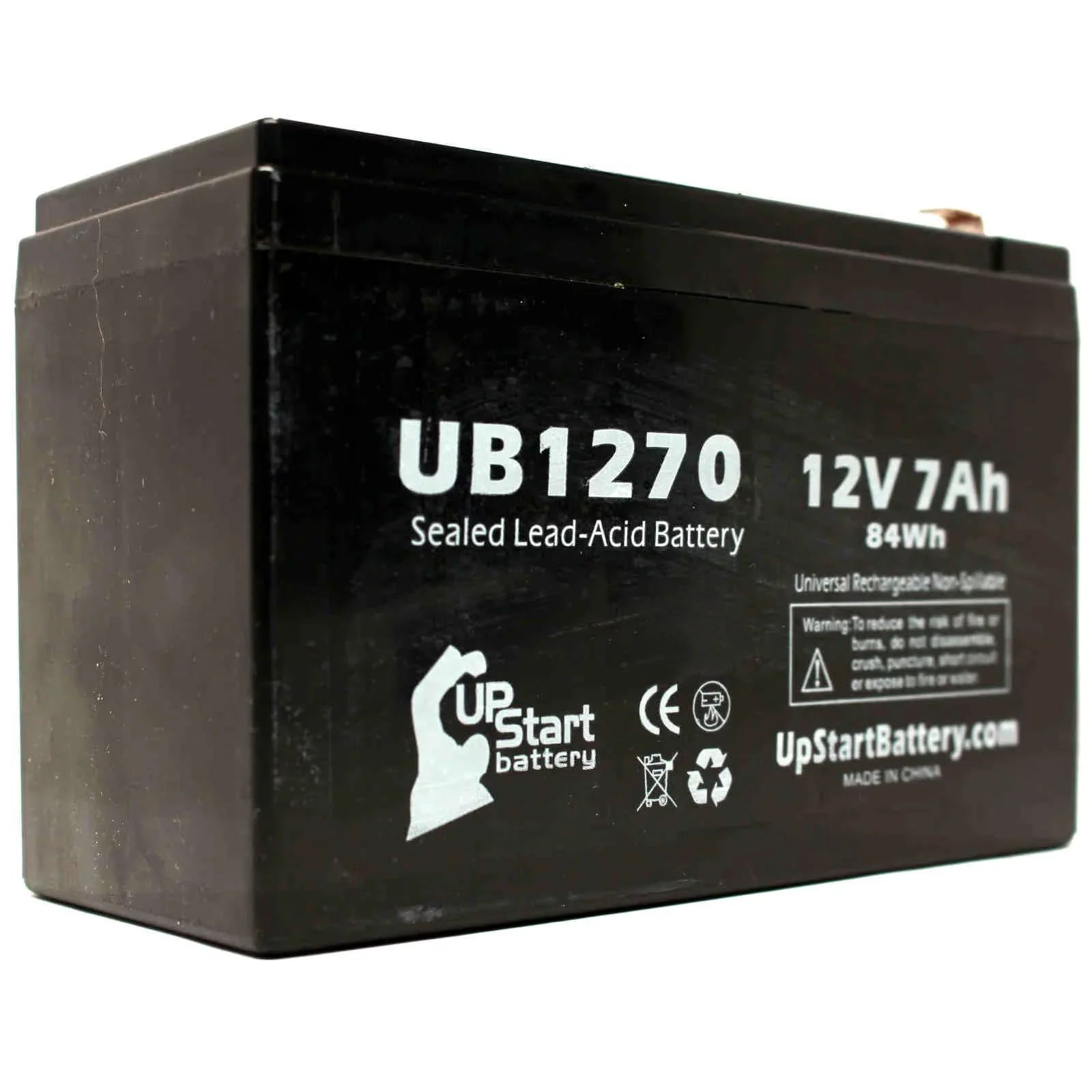 Sealed Battery Includes (12V, 4 Replacement Universal Battery - F1 UB1270 7Ah, SLA) Acid Pack Terminal, 7000mAh, Terminal AGM, F1 PCM35 - Lead Compatible - to F2 Upsonic 2x Adapters