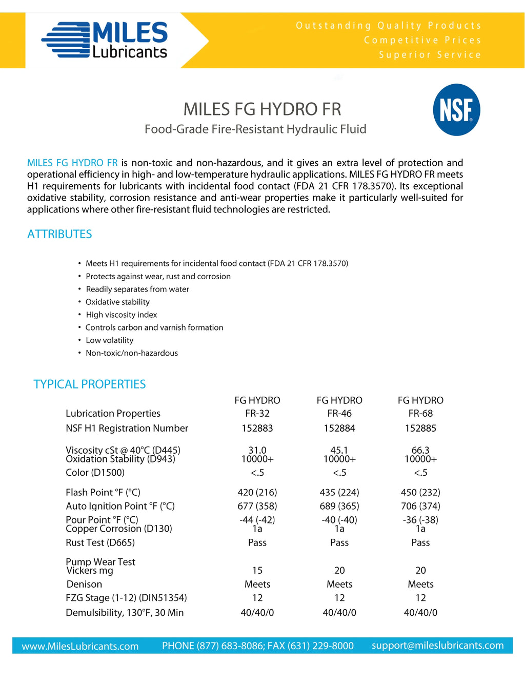 Pao Fluid Nsf 46 Case Hydro Based Food Grade Miles H1 Fg Fr 41 Registered Resistant Hydraulic Gallon Fire ISO