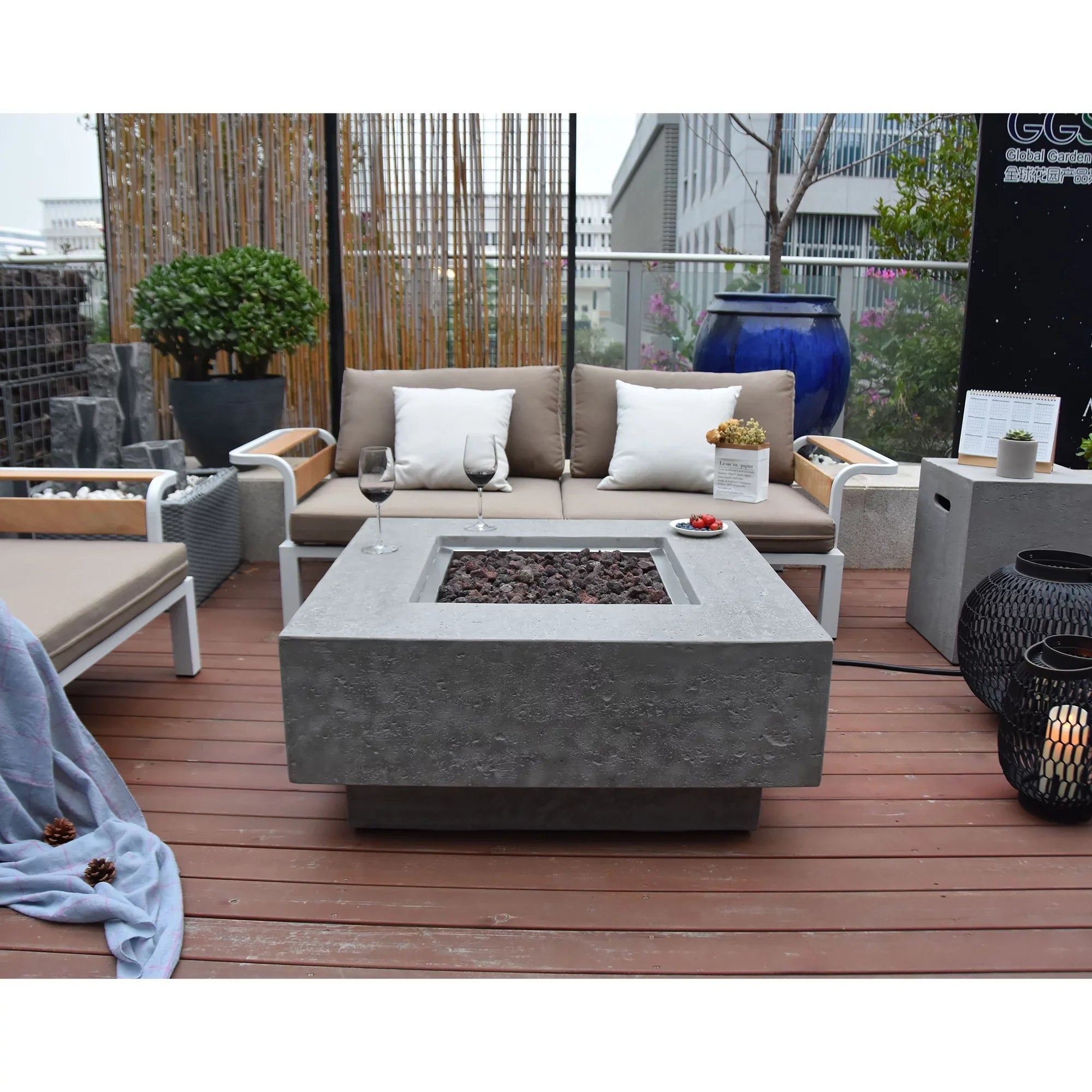 Natural Manhattan Gas Table 45,000 Outdoor Concrete Elementi BTU Fire