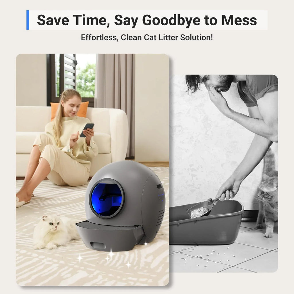 APP PET Cat Box [Upgraded Version] Control Cleaning for Automatic Cat Litter Cats Litter ELS Box Multiple Self